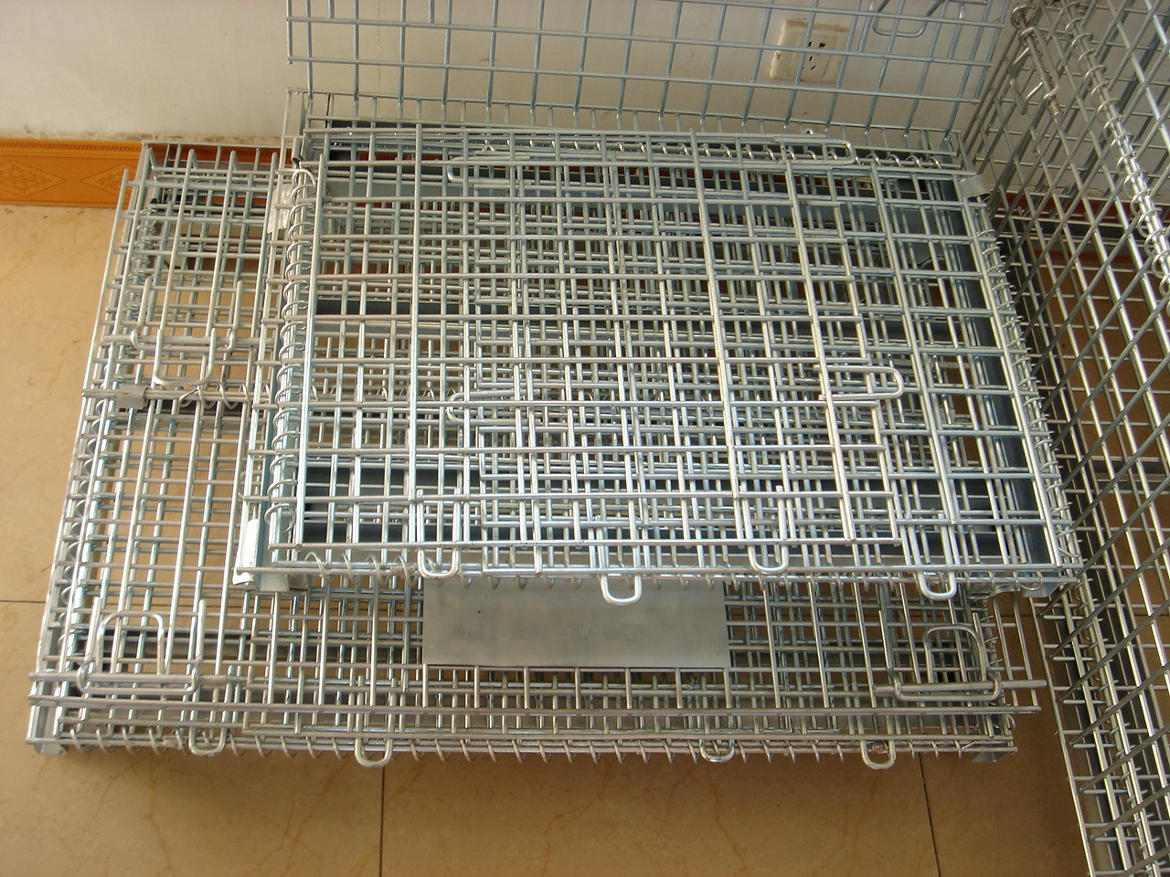 Kotak Kontainer Penyimpanan Wire Mesh Lipat Bahan Baja Tugas Berat